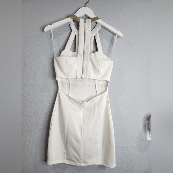 Tobi white and gold sparkly min bodycon dress - Picture 3 of 6